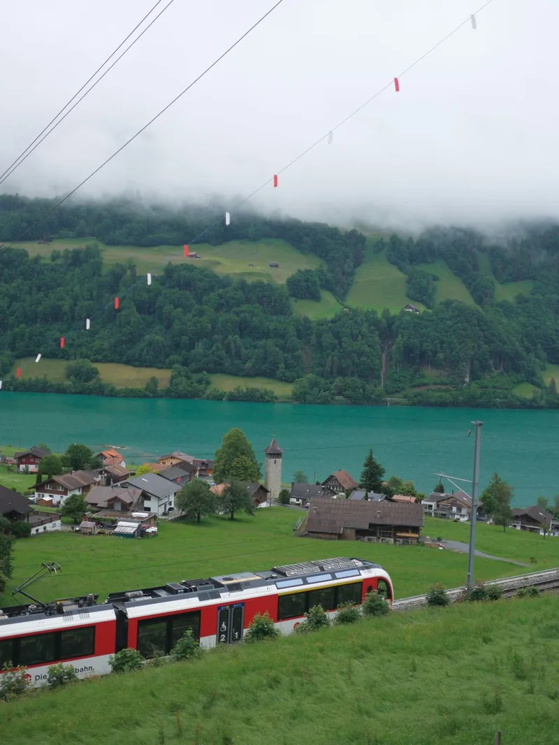 Swiss Alps with a train